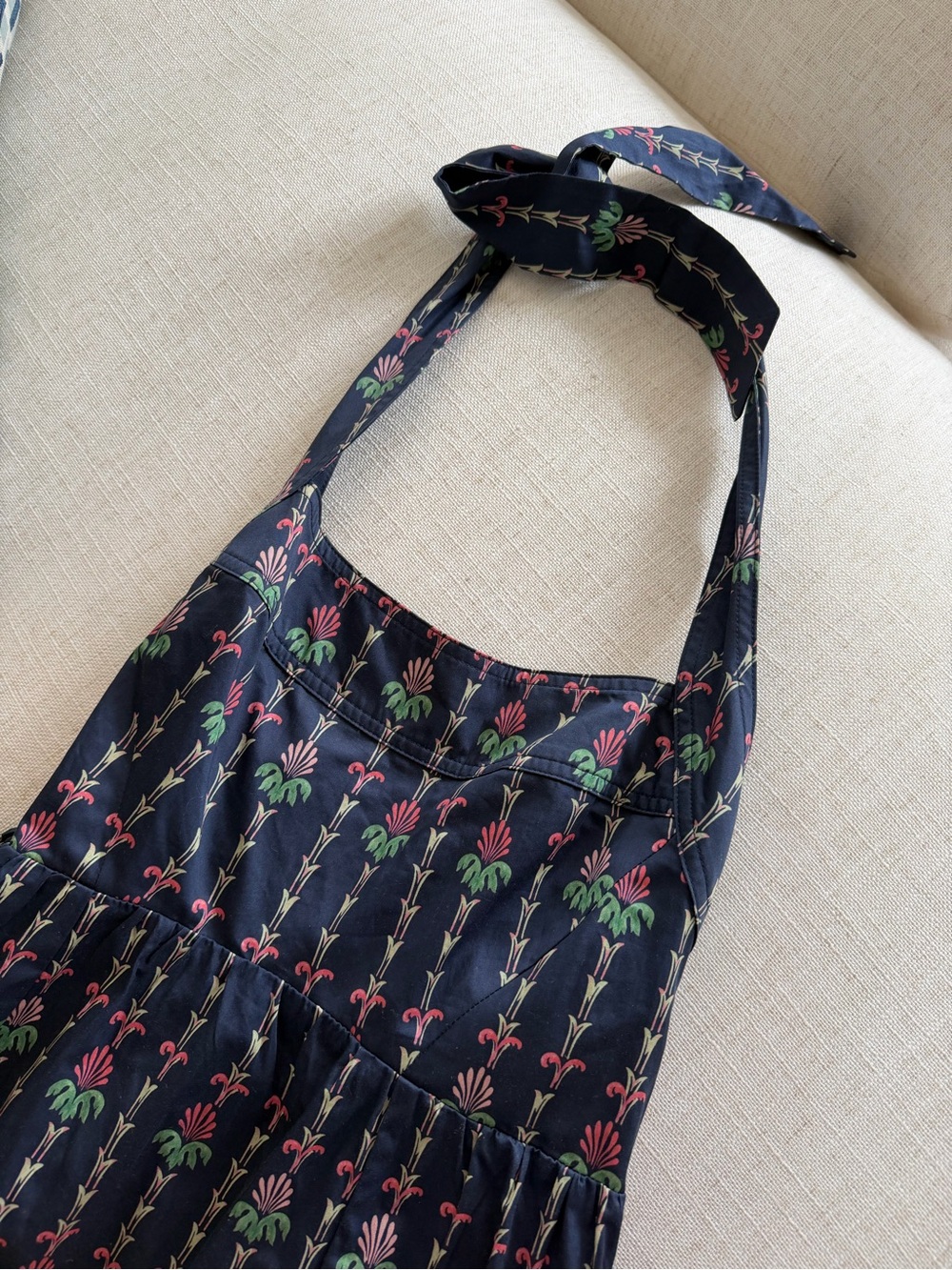 Hill House Navy Fleur mini dress Halter Top with Smocked Back - Picture 4 of 5